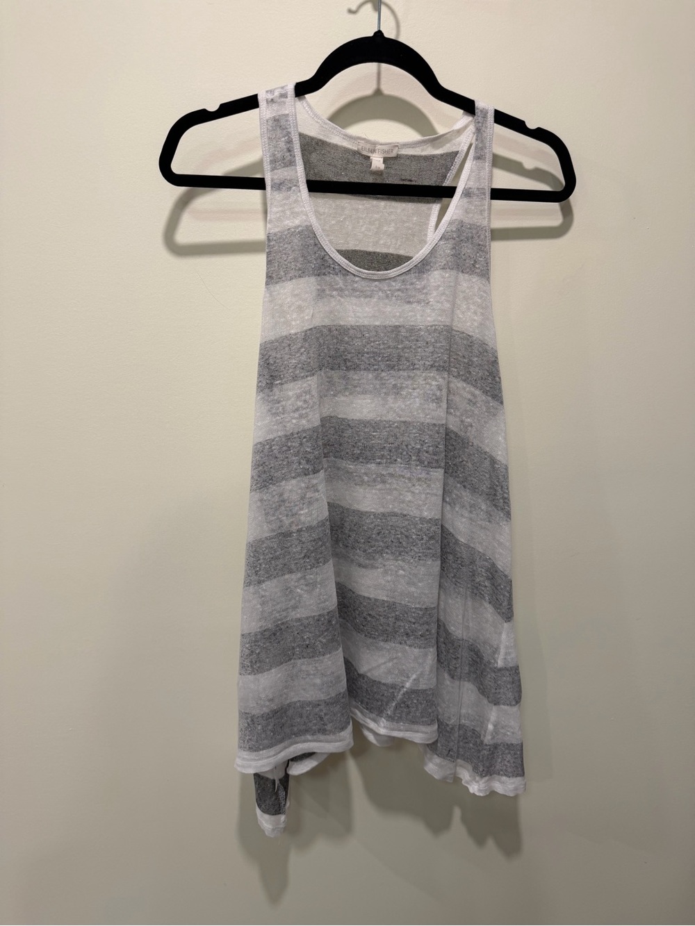Eileen Fisher Women’s Striped Sleeveless Tank/Bathing Suit Cover White/Gray - S